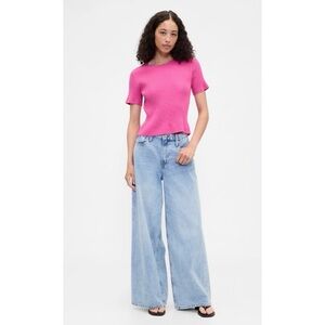 Gap CashSoft Ribbed Crewneck T-Shirt - Phoebe Pink